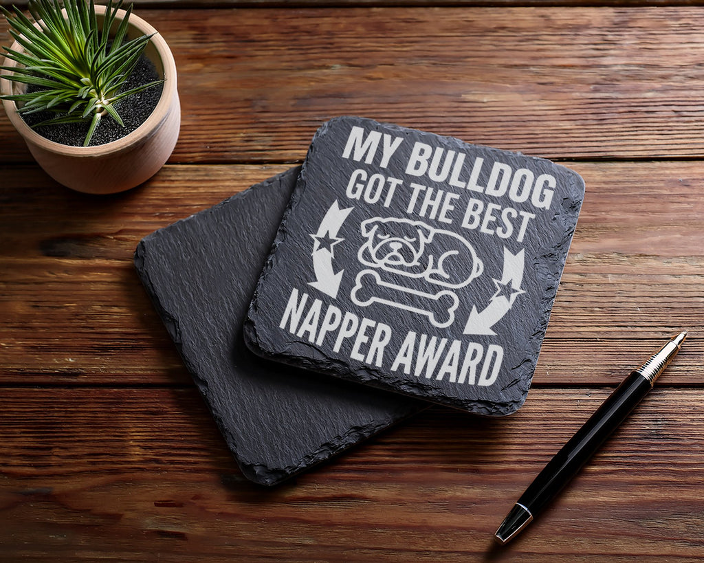 Schiefer Untersetzer Bulldogge Napper Award Schlafender Hund - Lustige – Bild 5