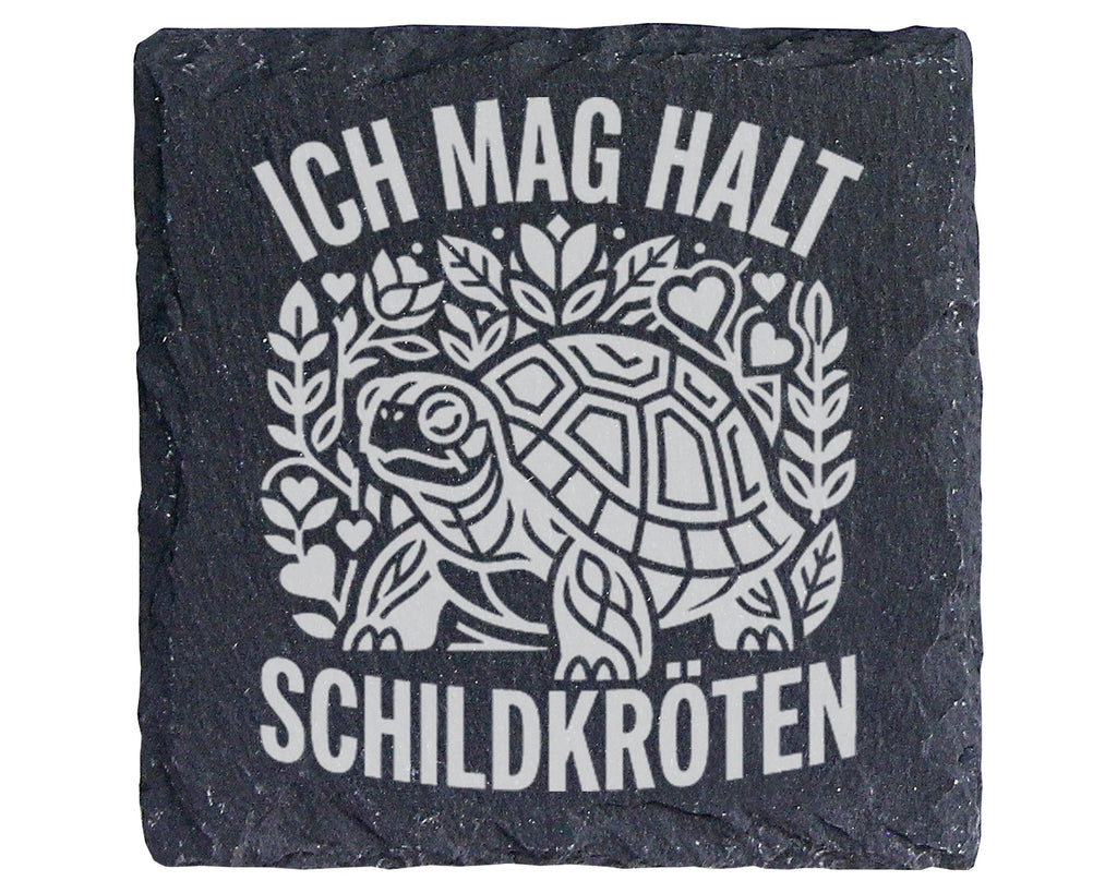 Schiefer Untersetzer Schildkröte Ich Mag Halt - Geschenk für Tierfreun – Bild 1