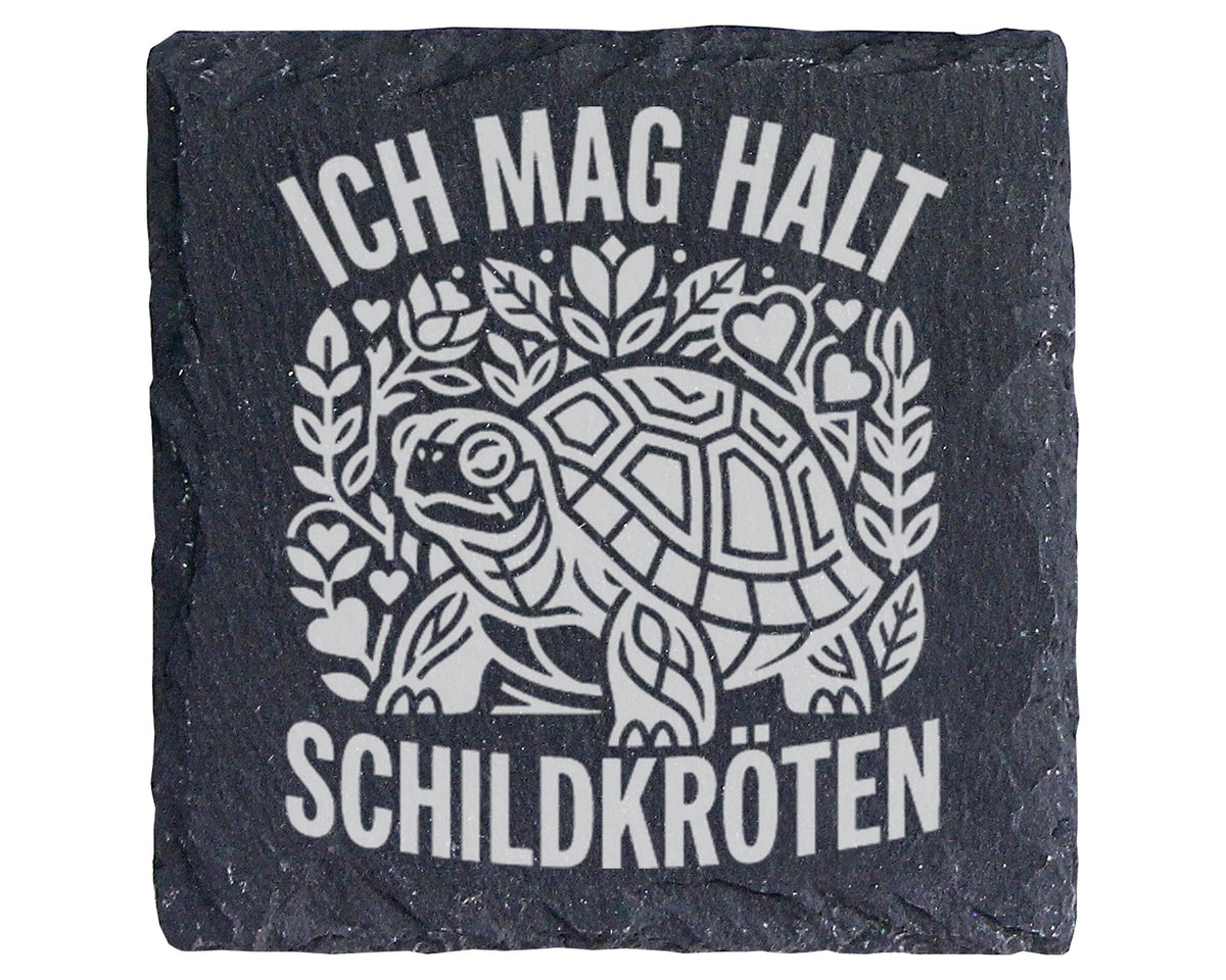 Schiefer Untersetzer Schildkröte Ich Mag Halt - Geschenk für Tierfreun – Bild 1