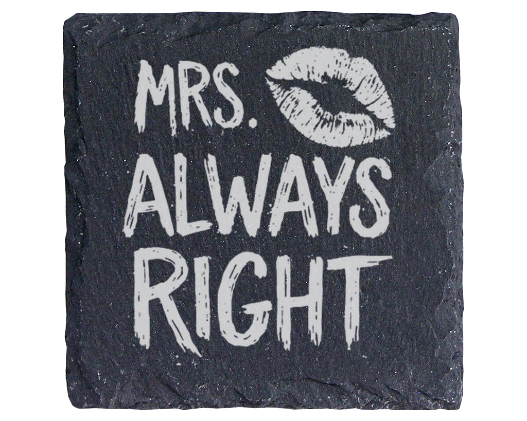 Schiefertafel Untersetzer Mrs. Always Right Geschenk für Ehefrau Hochz – Bild 1