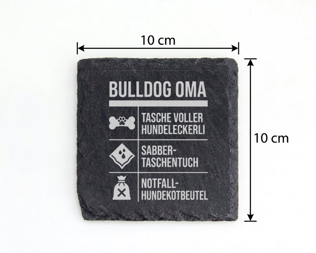 Schiefer Untersetzer Bulldog Oma Hunde Motiv - Geschenk für Frauchen H – Bild 4