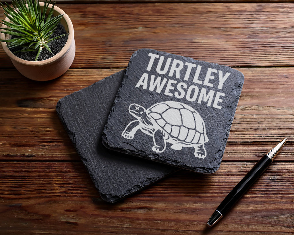 Schiefer Untersetzer Schildkröte Turtley Awesome - Lustiges Geschenk f – Bild 5