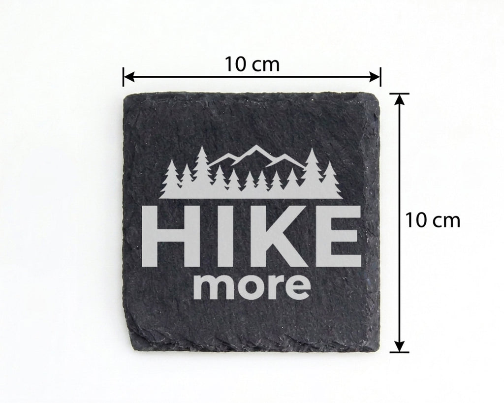 Schiefer Untersetzer Hike More Berge Wald Spruch - Geschenk Für Wander – Bild 4