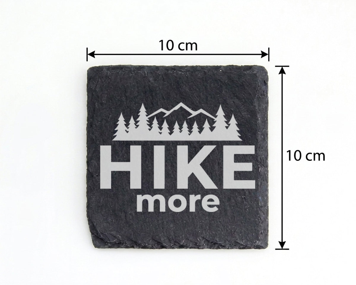 Schiefer Untersetzer Hike More Berge Wald Spruch - Geschenk Für Wander – Bild 4