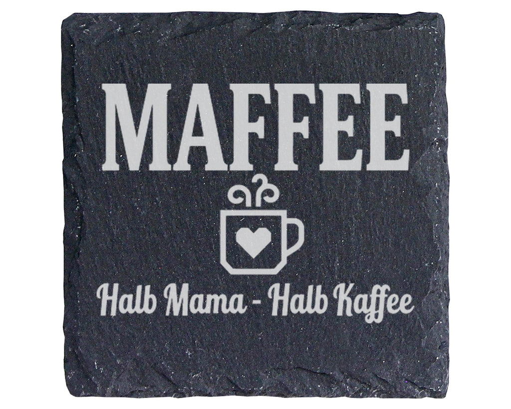 Schiefer Untersetzer Maffee Halb Mama Kaffee Spruch - Lustiges Geschen – Bild 1