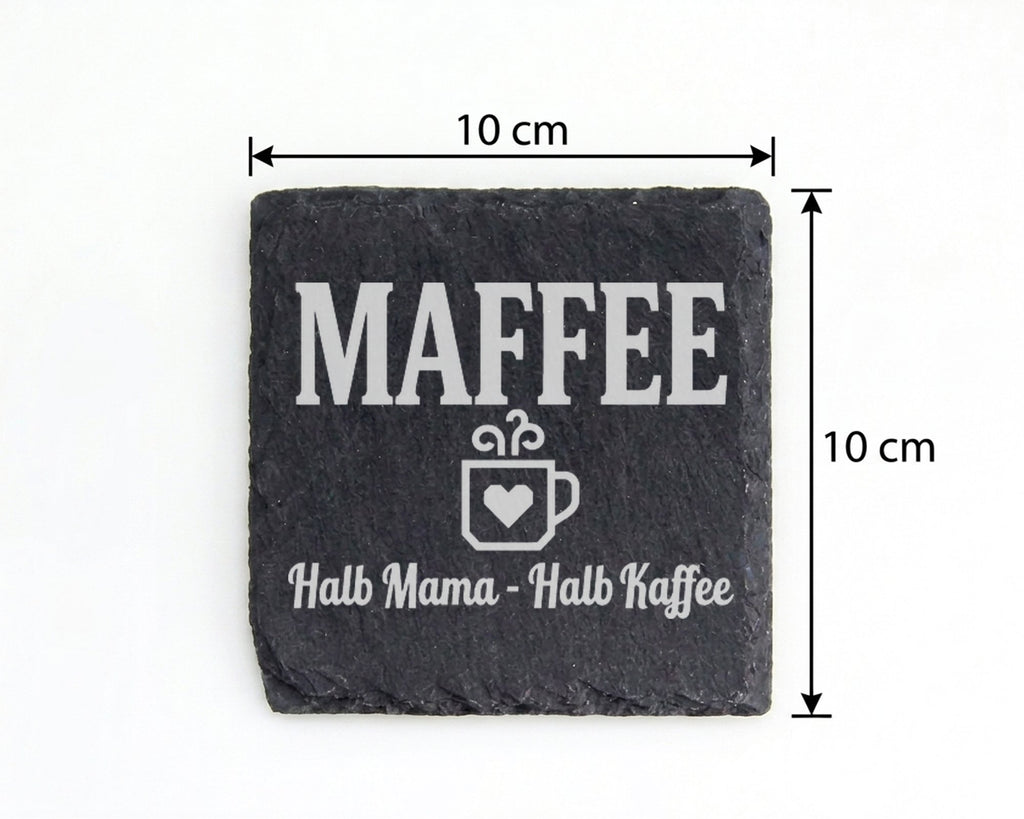Schiefer Untersetzer Maffee Halb Mama Kaffee Spruch - Lustiges Geschen – Bild 4