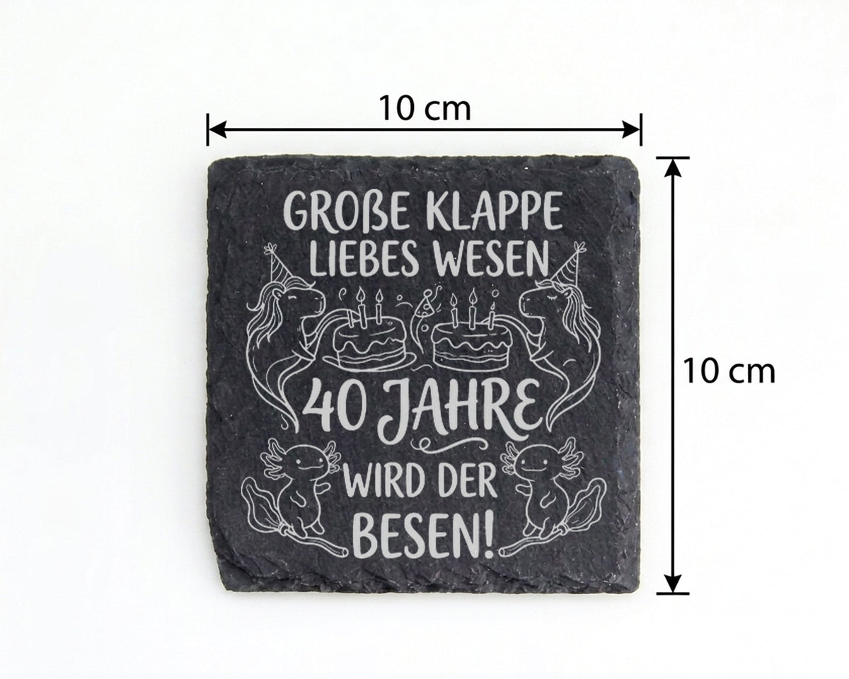 Schiefer Untersetzer Grosse Klappe Liebes Wesen 40 Jahre - Geschenk fü – Bild 4