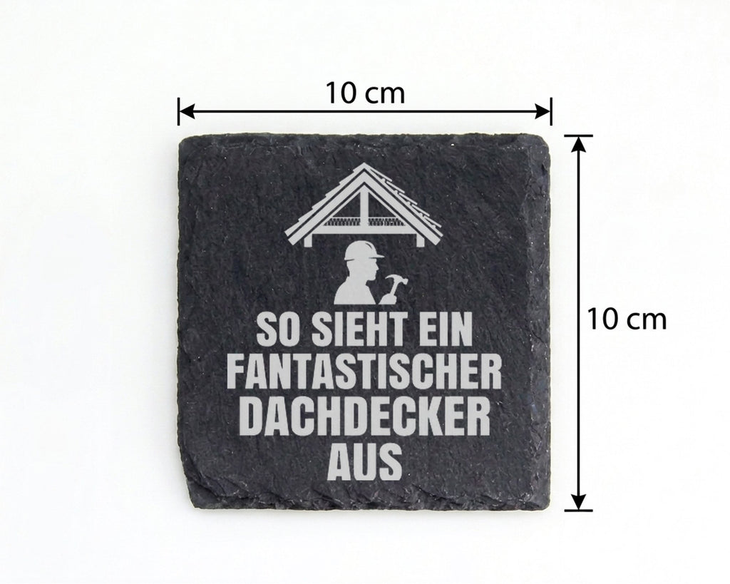 Schiefer Untersetzer Fantastischer Dachdecker Spruch - Geschenk Für Ha – Bild 4