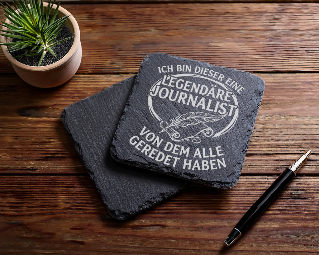 Schiefer Untersetzer Legendärer Journalist Spruch - Geschenk für Repor – Bild 5