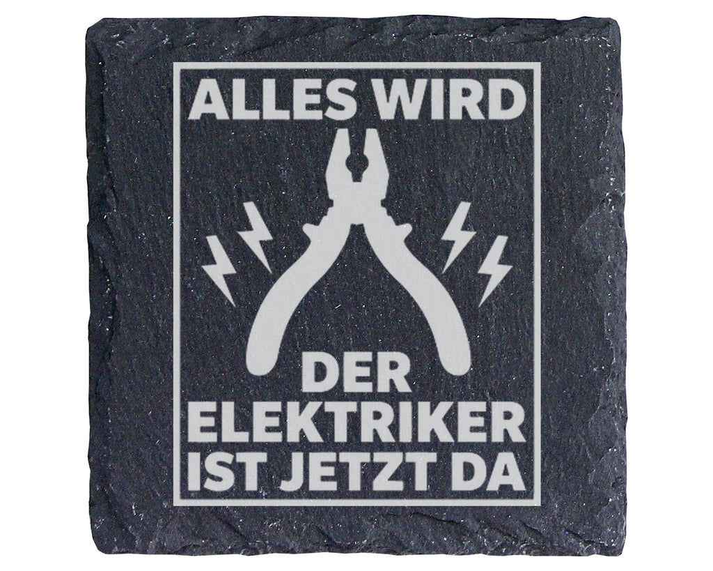 Schiefer Untersetzer Elektriker Ist Jetzt Da - Lustiges Geschenk für H – Bild 1