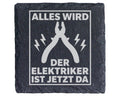 Schiefer Untersetzer Elektriker Ist Jetzt Da - Lustiges Geschenk für H – Bild 1