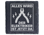 Schiefer Untersetzer Elektriker Ist Jetzt Da - Lustiges Geschenk für H – Bild 1