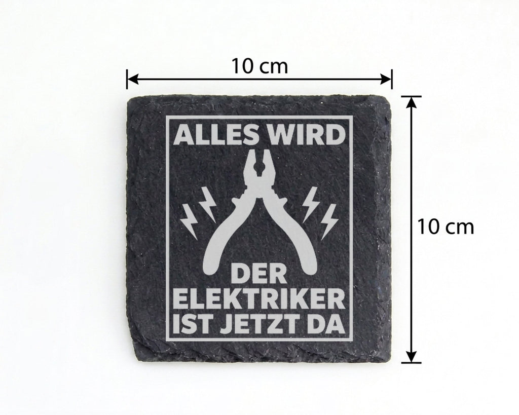 Schiefer Untersetzer Elektriker Ist Jetzt Da - Lustiges Geschenk für H – Bild 4