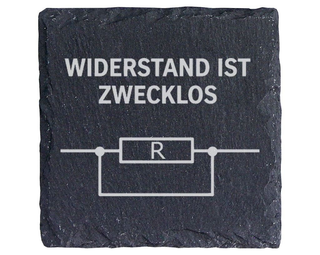 Schiefer Untersetzer Widerstand Ist Zwecklos - Geschenk Für Elektriker – Bild 1