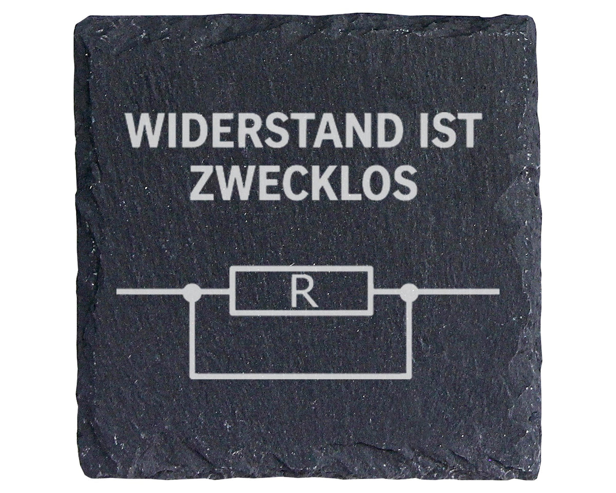 Schiefer Untersetzer Widerstand Ist Zwecklos - Geschenk Für Elektriker – Bild 1