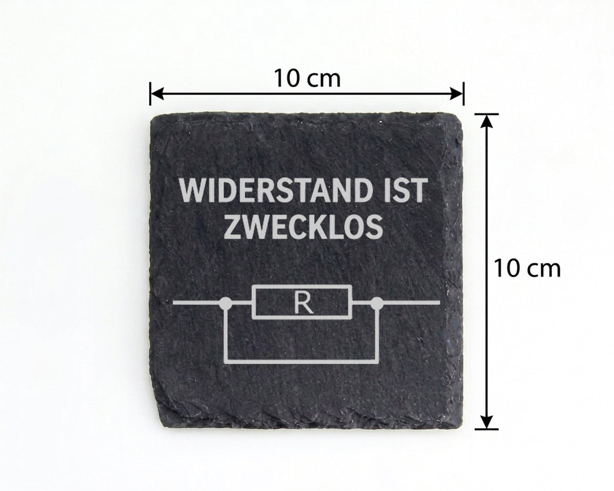 Schiefer Untersetzer Widerstand Ist Zwecklos - Geschenk Für Elektriker – Bild 4