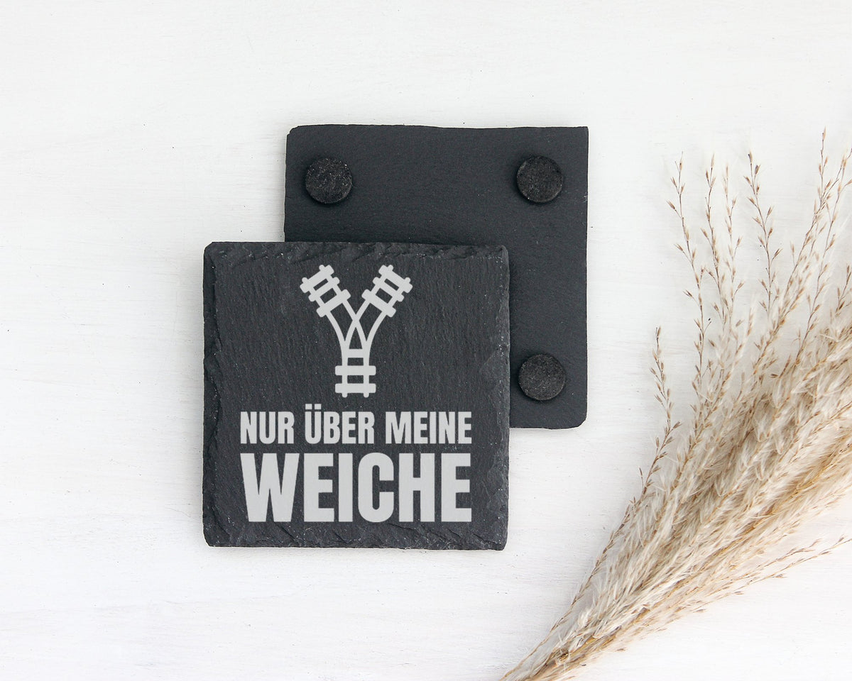 Schiefer Untersetzer Eisenbahn Nur Über Meine Weiche - Lustiges Gesche – Bild 2