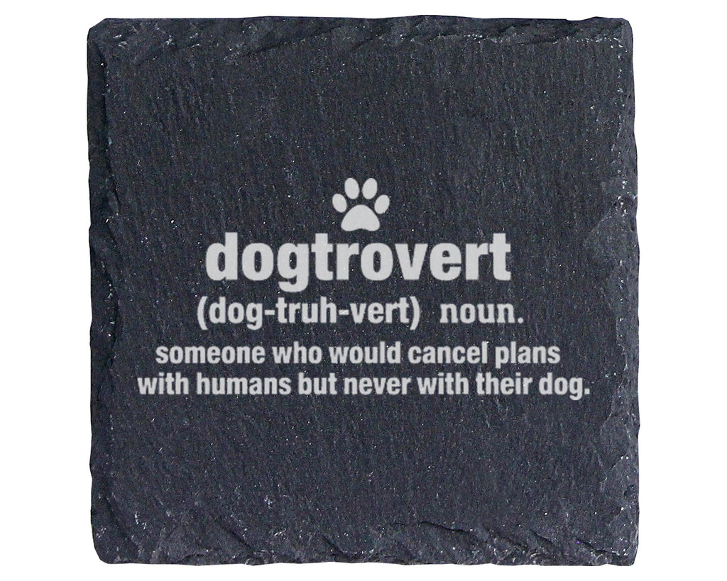 Schiefer Untersetzer Dogtrovert Definition - Geschenk für Hundebesitze – Bild 1