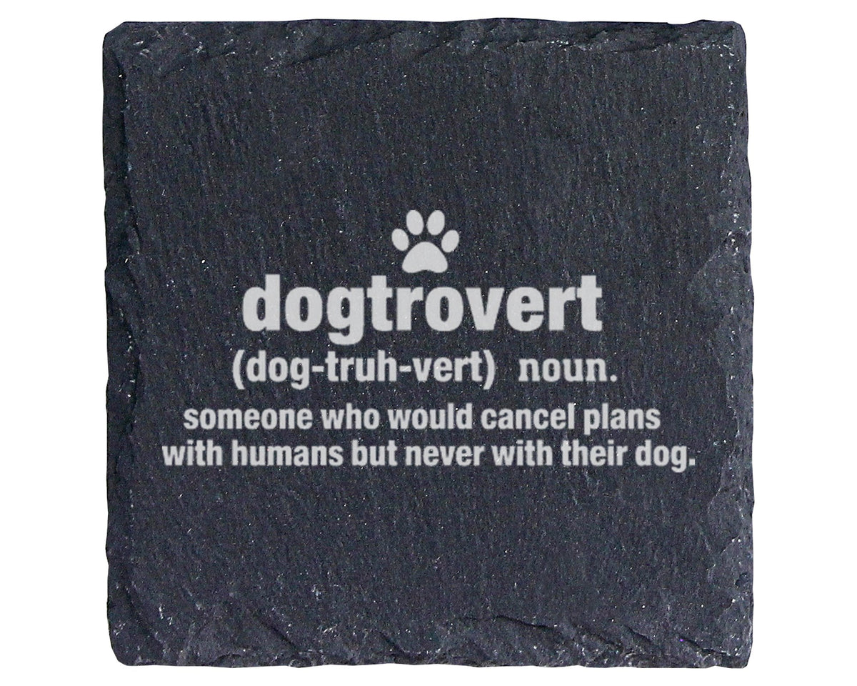 Schiefer Untersetzer Dogtrovert Definition - Geschenk für Hundebesitze – Bild 1