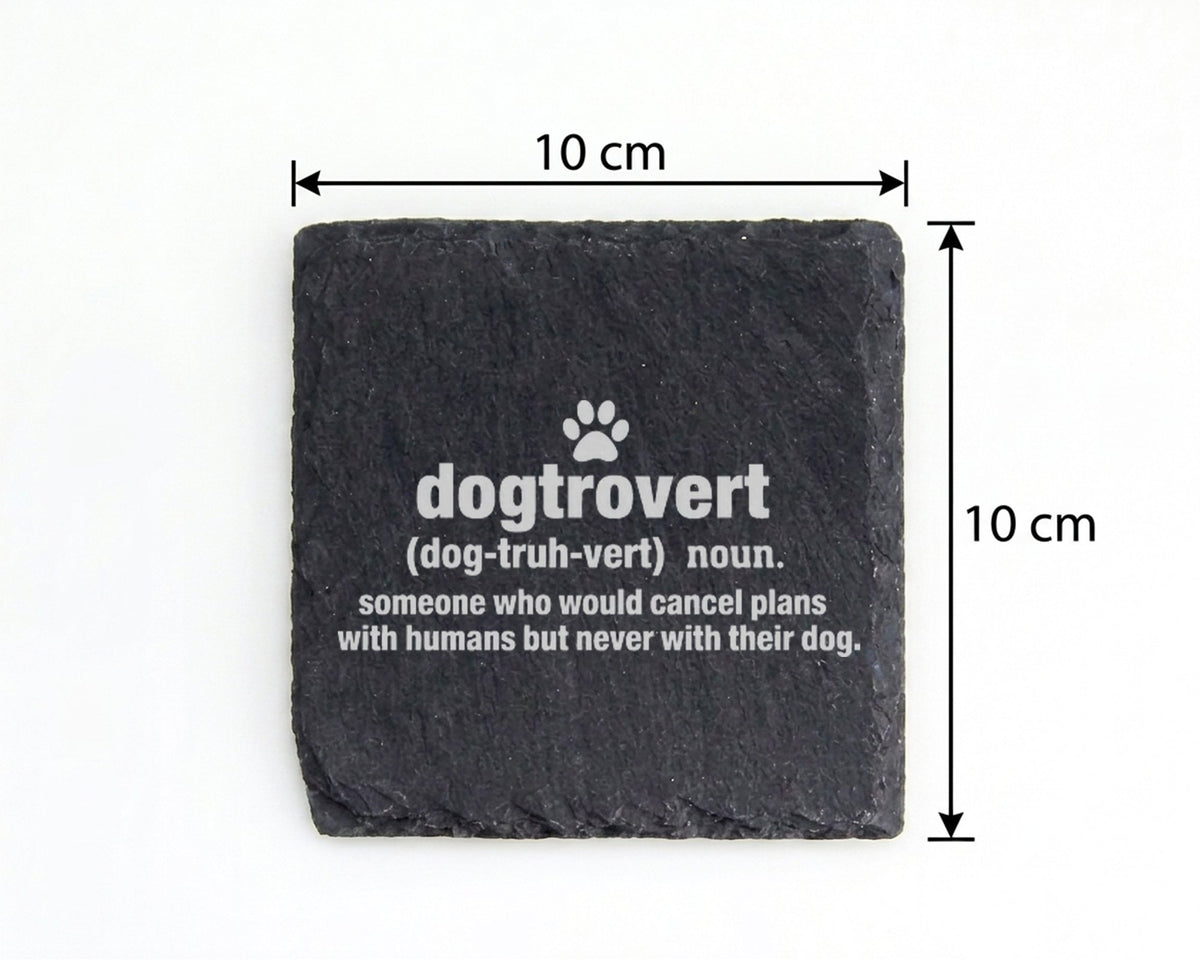 Schiefer Untersetzer Dogtrovert Definition - Geschenk für Hundebesitze – Bild 4