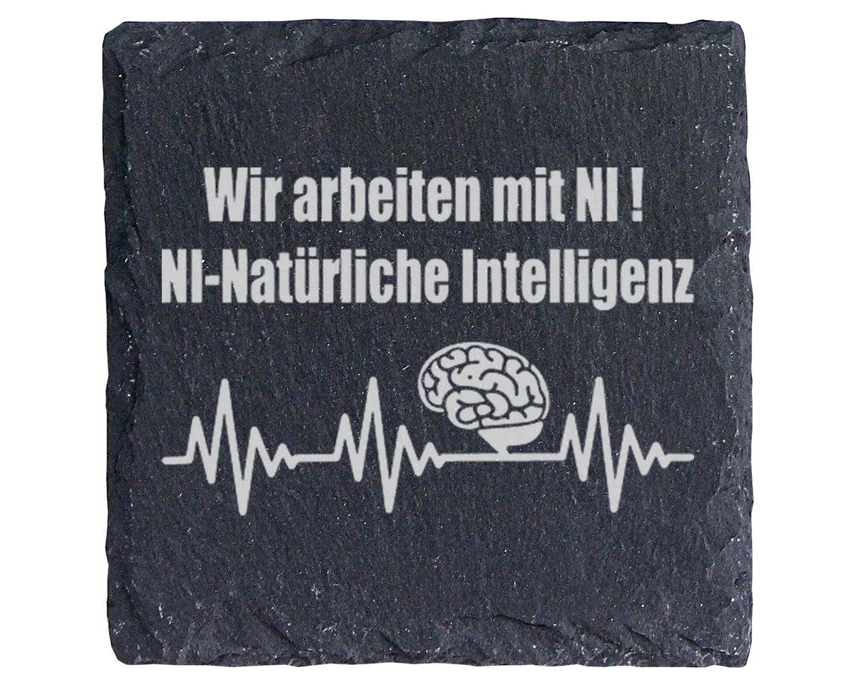 Schiefer Untersetzer Natürliche Intelligenz Spruch - Lustiges Geschenk – Bild 1