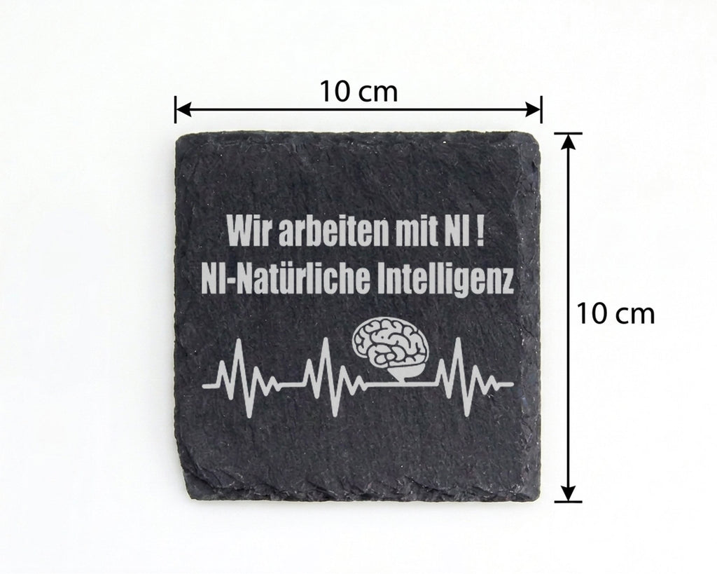Schiefer Untersetzer Natürliche Intelligenz Spruch - Lustiges Geschenk – Bild 4