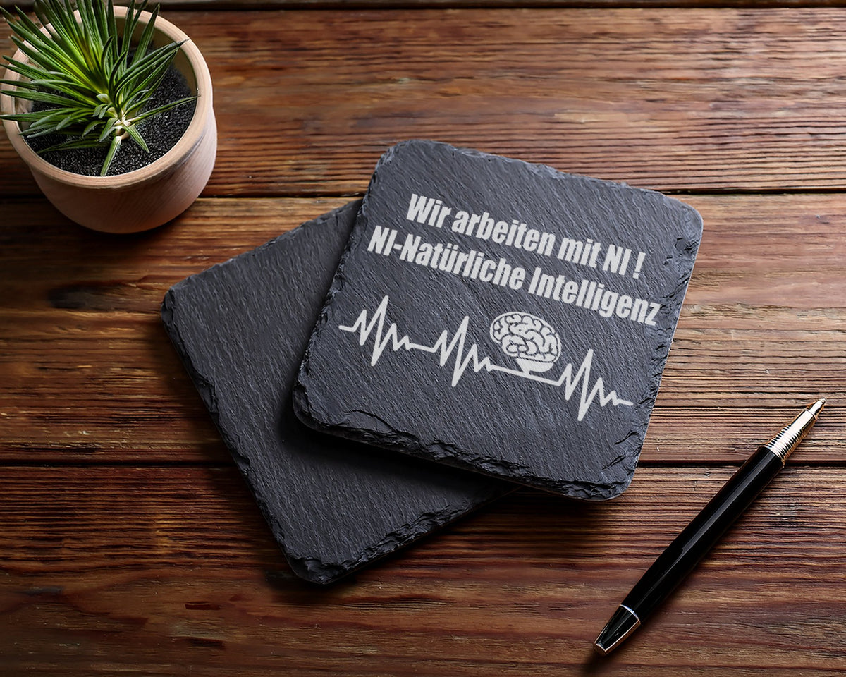 Schiefer Untersetzer Natürliche Intelligenz Spruch - Lustiges Geschenk – Bild 5