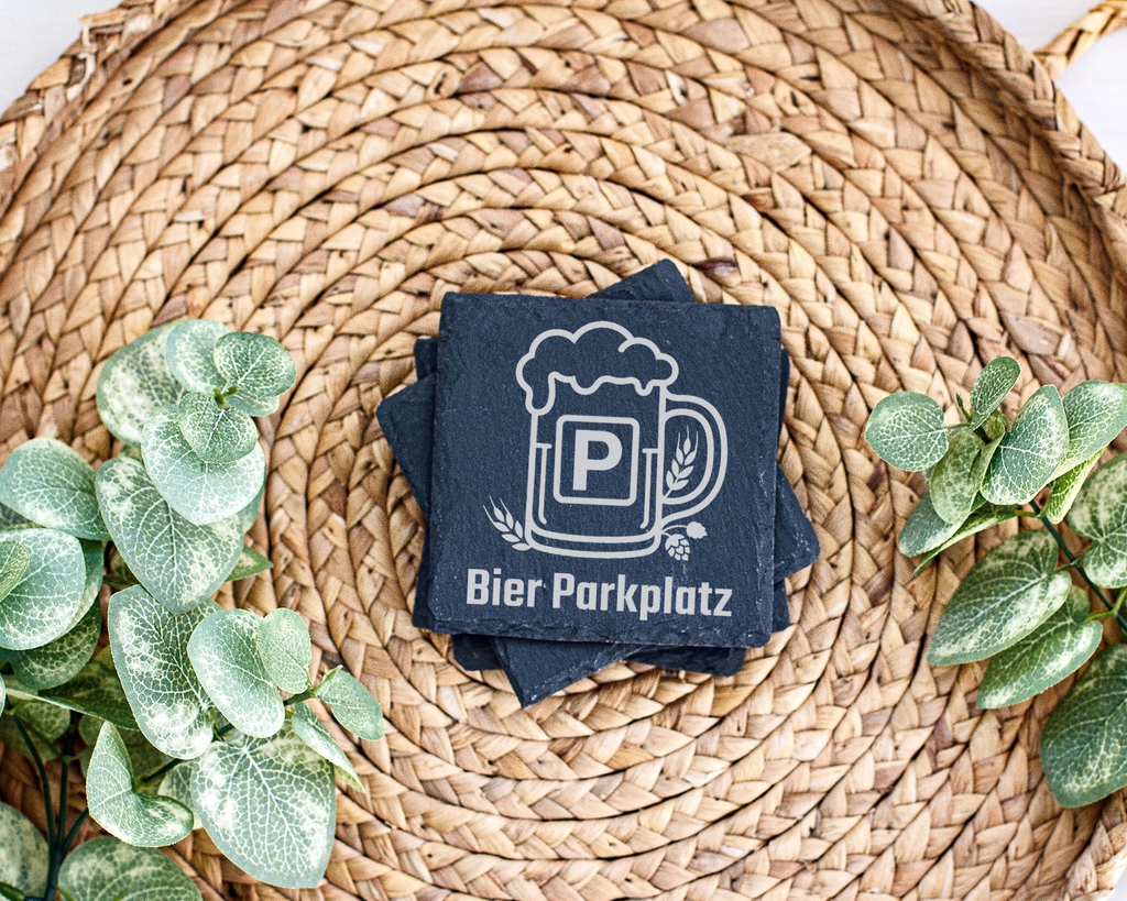Schiefertafel Untersetzer Bier Parkplatz lustiges Geschenk für Biertri – Bild 3