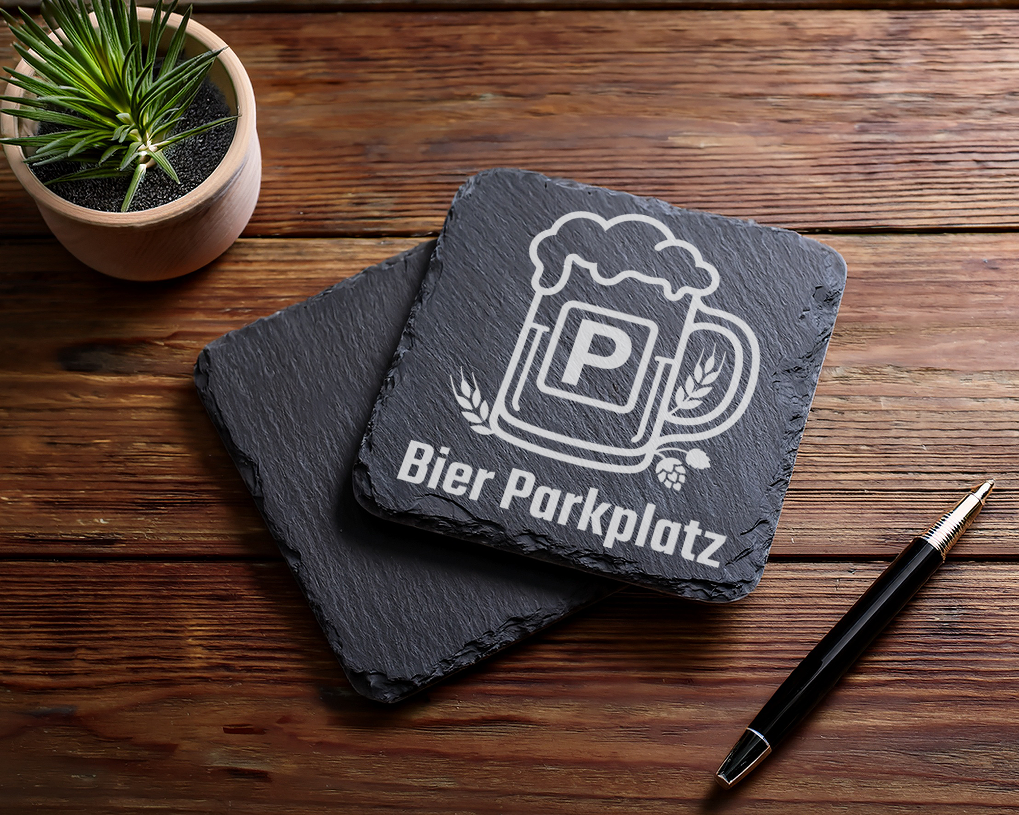 Schiefertafel Untersetzer Bier Parkplatz lustiges Geschenk für Biertri – Bild 5