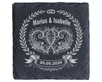 Schiefertafel Untersetzer personalisiert Hochzeit Geschenk Namen Datum – Bild 1