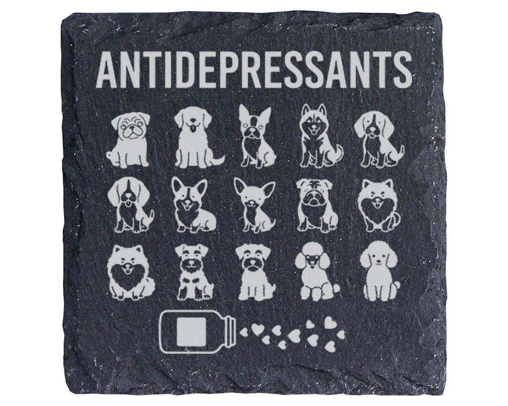 Schiefer Untersetzer Antidepressants Hunde Motiv - Lustiges Geschenk f – Bild 1