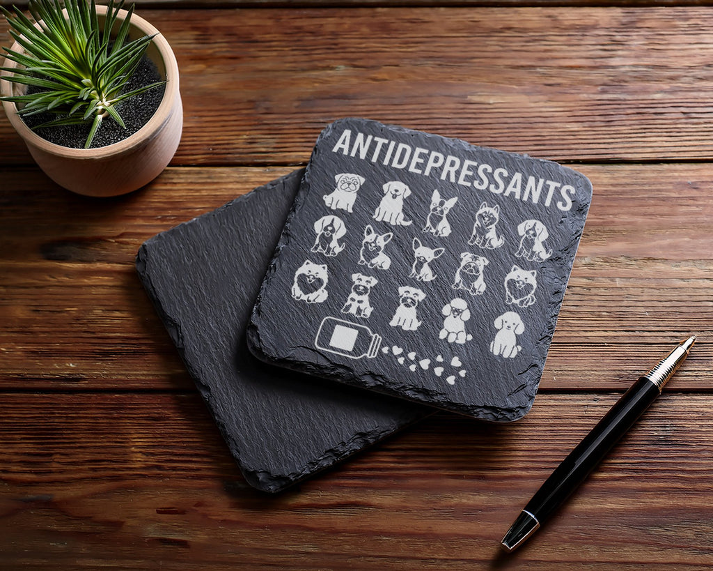 Schiefer Untersetzer Antidepressants Hunde Motiv - Lustiges Geschenk f – Bild 5