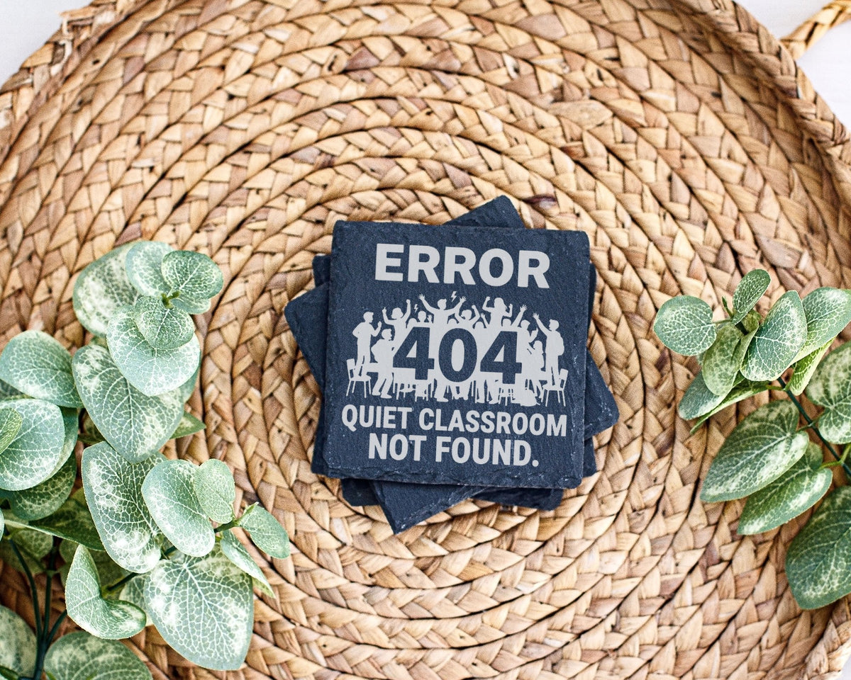 Schiefer Untersetzer Error 404 Classroom Not Found - Lustiges Geschenk – Bild 3