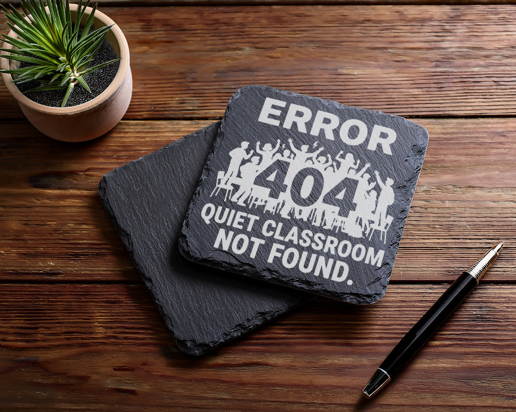 Schiefer Untersetzer Error 404 Classroom Not Found - Lustiges Geschenk – Bild 5