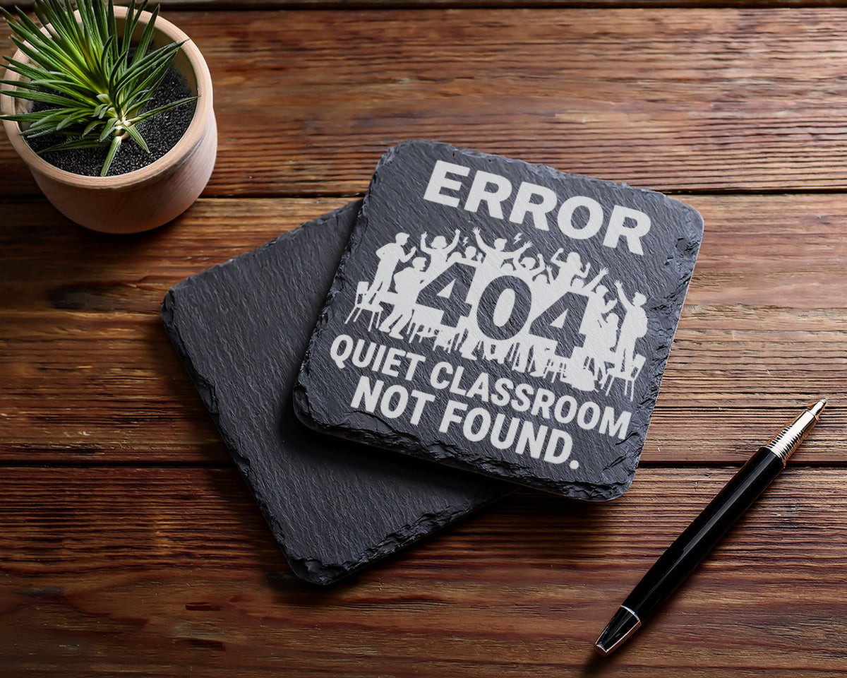Schiefer Untersetzer Error 404 Classroom Not Found - Lustiges Geschenk – Bild 5