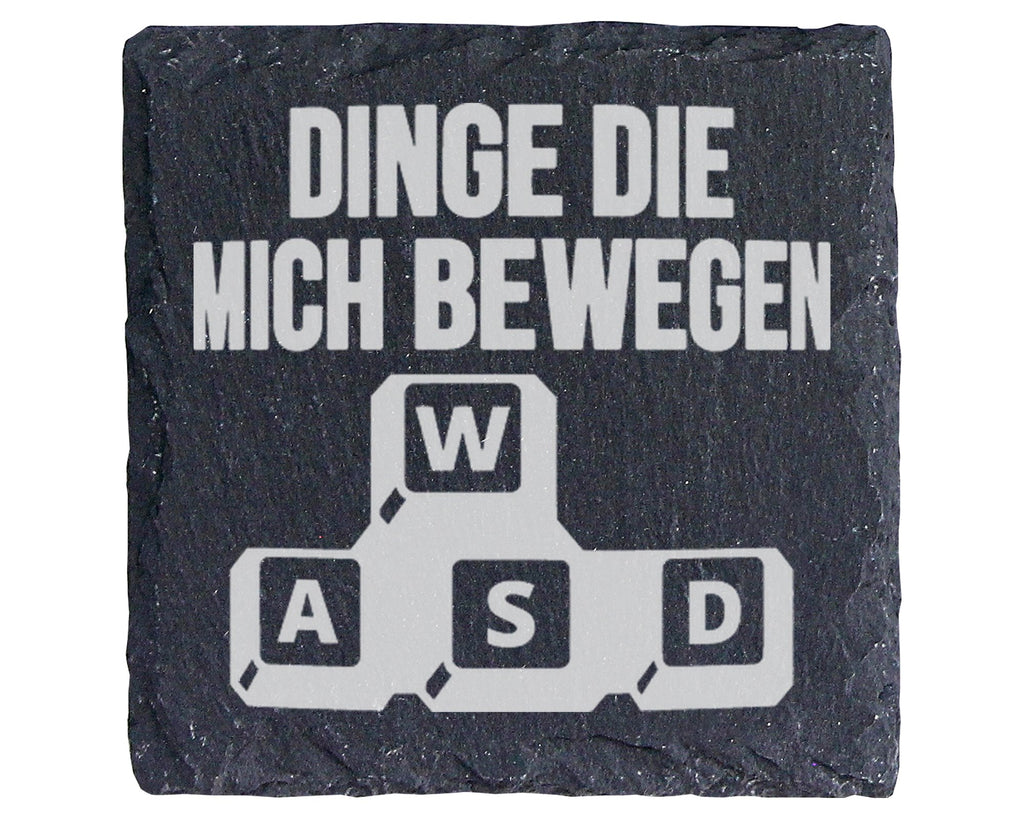 Schiefer Untersetzer Wasd Tasten Dinge Die Mich Bewegen - Geschenk Für – Bild 1