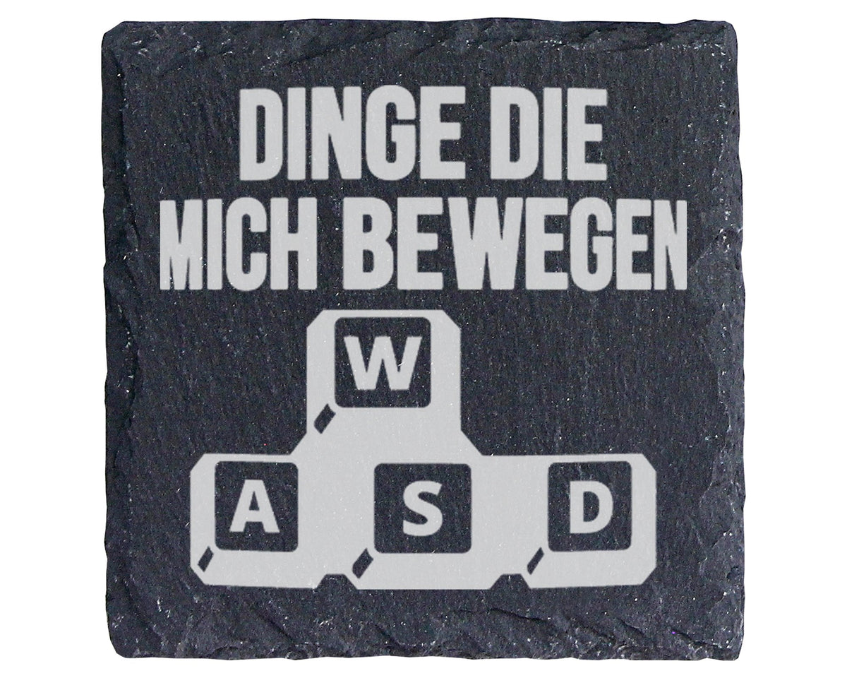 Schiefer Untersetzer Wasd Tasten Dinge Die Mich Bewegen - Geschenk Für – Bild 1