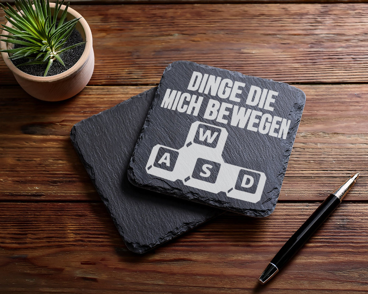 Schiefer Untersetzer Wasd Tasten Dinge Die Mich Bewegen - Geschenk Für – Bild 5
