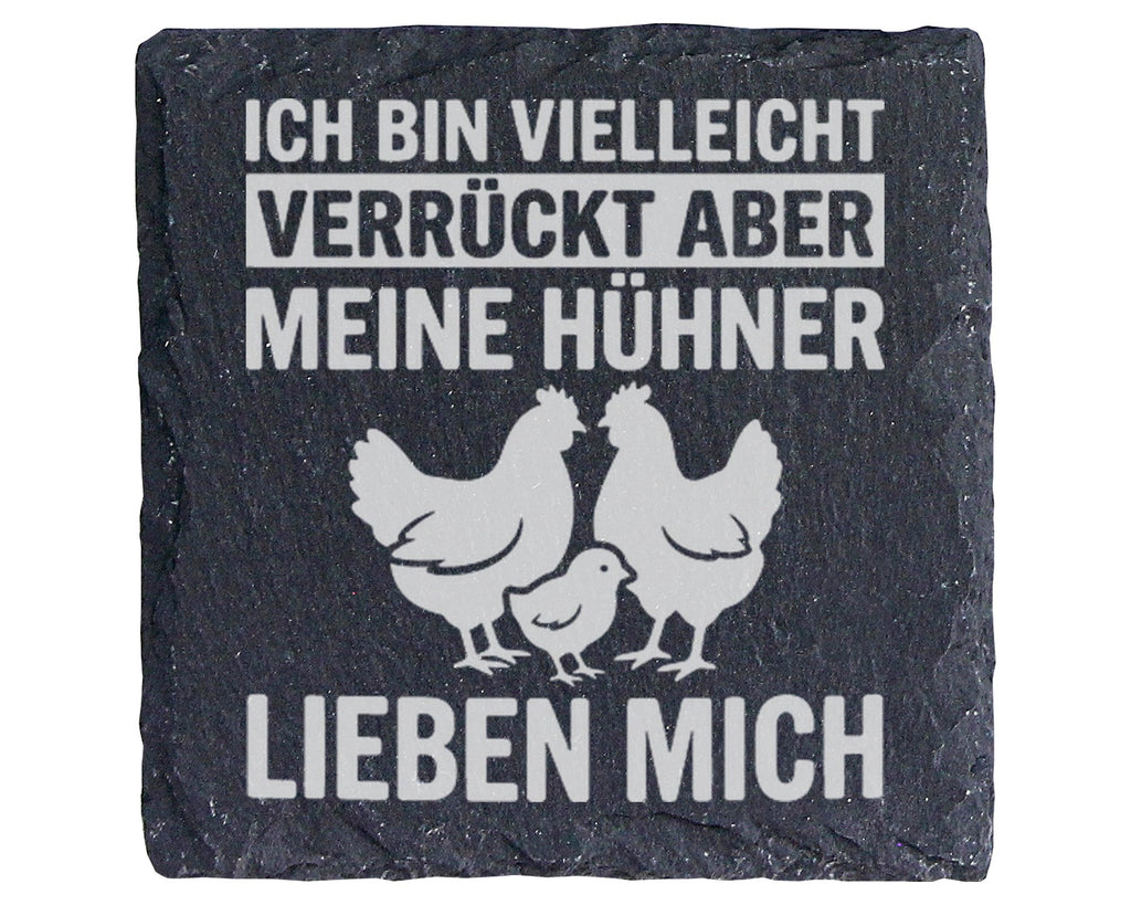 Schiefer Untersetzer Verrückt Aber Meine Hühner Lieben Mich - Lustiges – Bild 1
