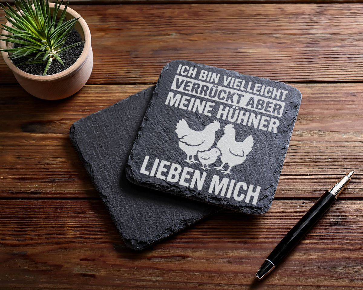 Schiefer Untersetzer Verrückt Aber Meine Hühner Lieben Mich - Lustiges – Bild 5