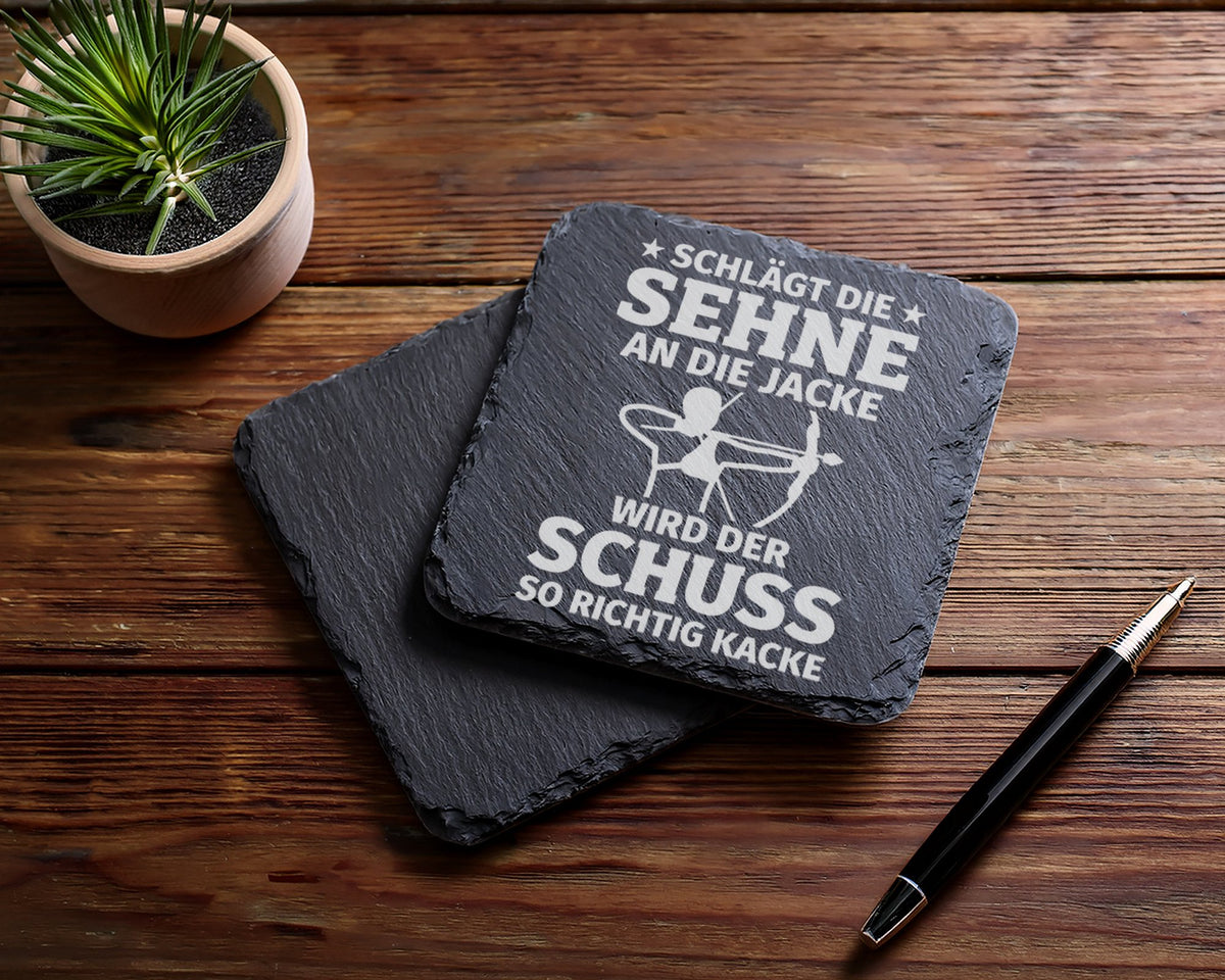 Schiefer Untersetzer Bogenschütze Lustiger Spruch Sehne Jacke - Gesche – Bild 5