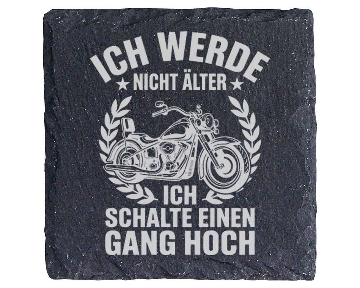 Schiefer Untersetzer Motorrad Nicht Älter Gang Hoch - Lustiges Geschen – Bild 1