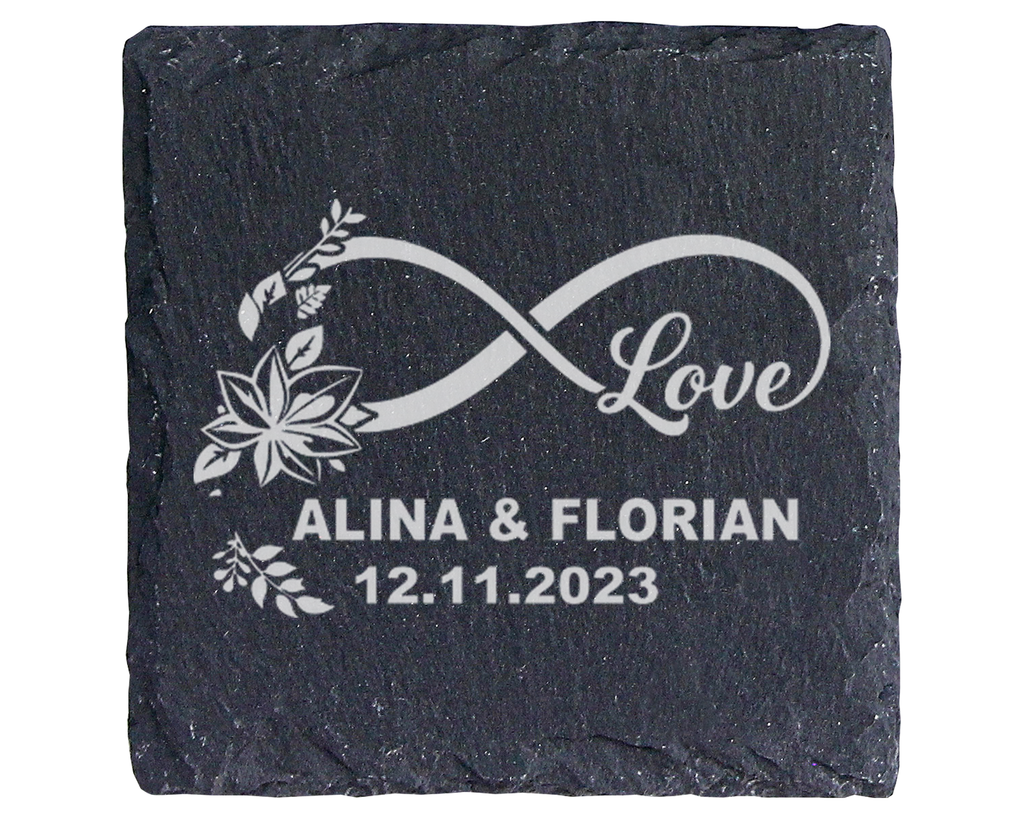 Schiefertafel Untersetzer personalisiert Hochzeit Geschenk mit Namen u – Bild 1