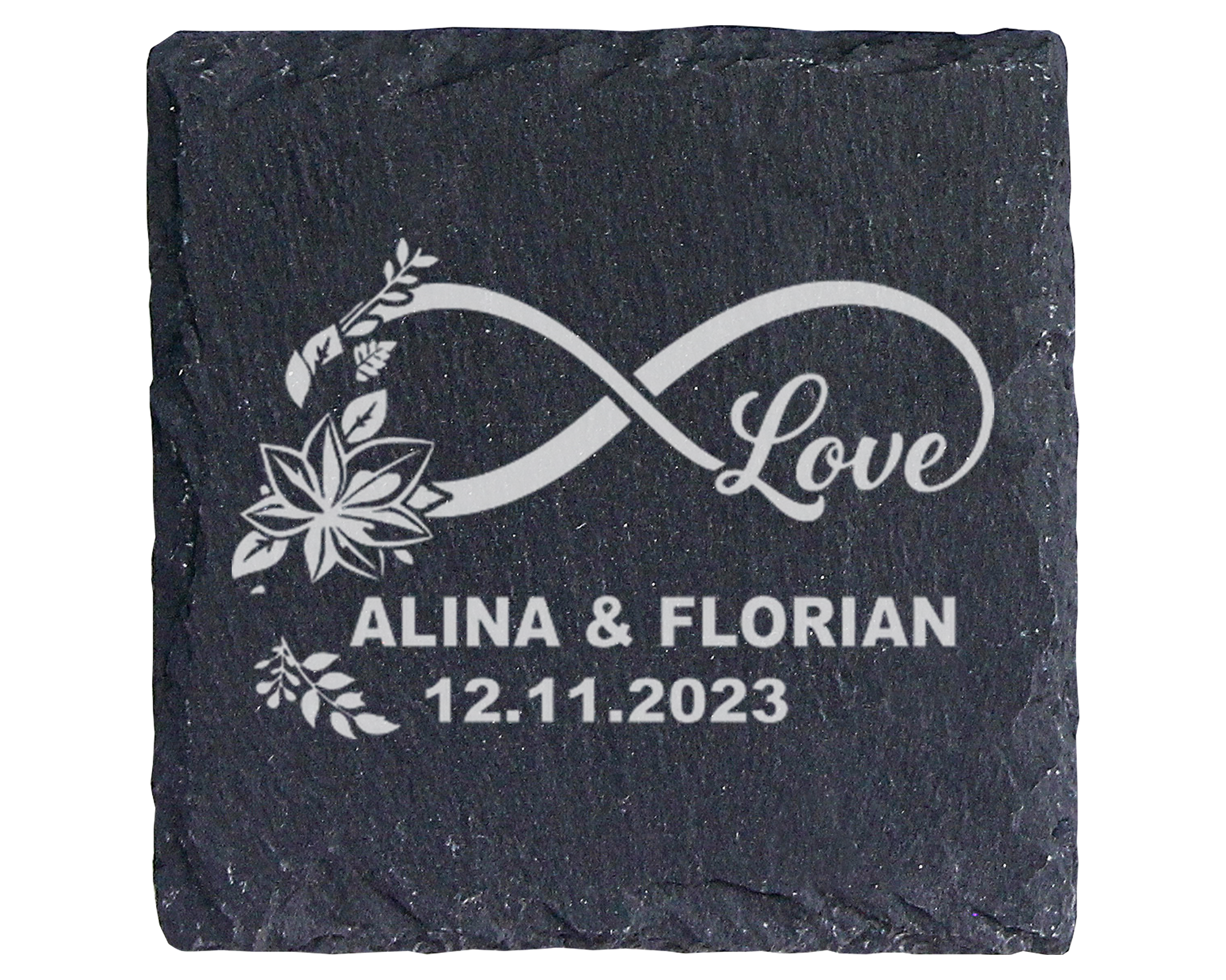 Schiefertafel Untersetzer personalisiert Hochzeit Geschenk mit Namen u – Bild 1