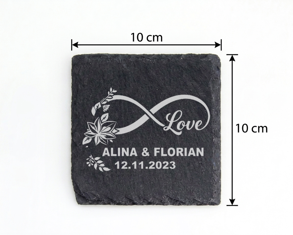 Schiefertafel Untersetzer personalisiert Hochzeit Geschenk mit Namen u – Bild 4