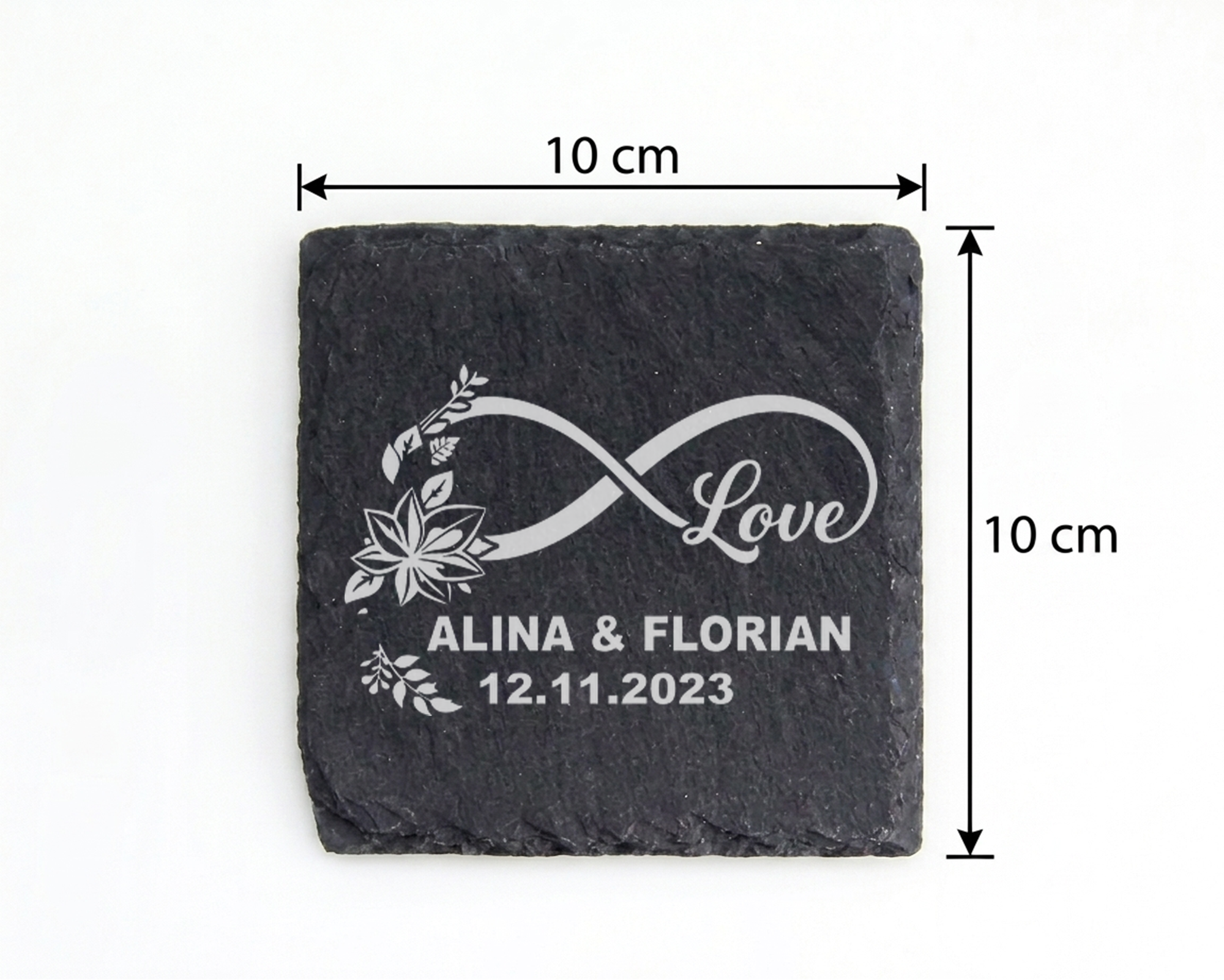Schiefertafel Untersetzer personalisiert Hochzeit Geschenk mit Namen u – Bild 4