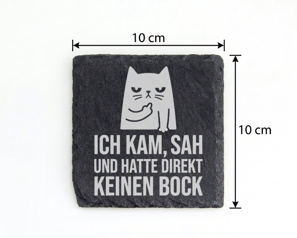 Schiefer Untersetzer Katze Keinen Bock Spruch - Lustiges Geschenk für  – Bild 4