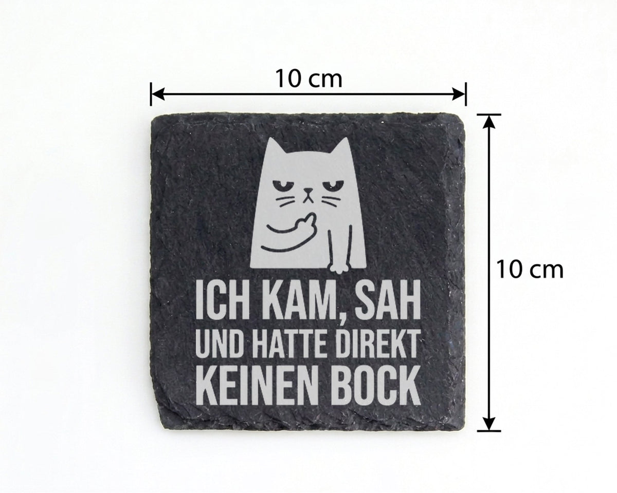 Schiefer Untersetzer Katze Keinen Bock Spruch - Lustiges Geschenk für  – Bild 4