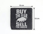 Schiefer Untersetzer Bulle Buy The Fear Sell Greed - Geschenk für Trad – Bild 4