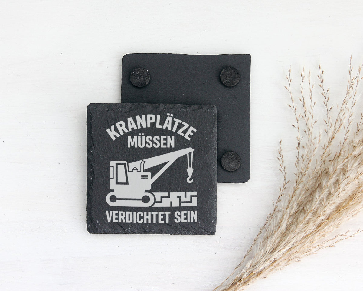 Schiefer Untersetzer Kranplätze Müssen Verdichtet Sein - Geschenk für  – Bild 2